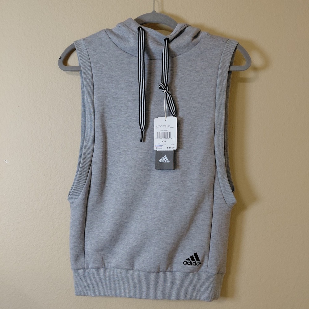 Adidas  Sleeveless Vest Jacket Tank Hoodie Top XS Sweatshirt‎ Yoga GYM Athleisur